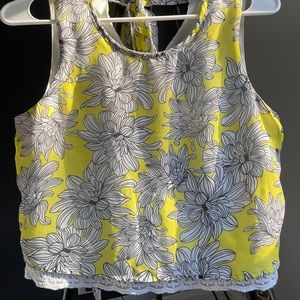 Yellow Crop Top with Flowers